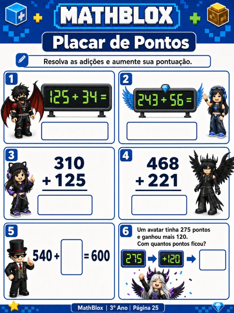 Missão de frações com cenário gamer